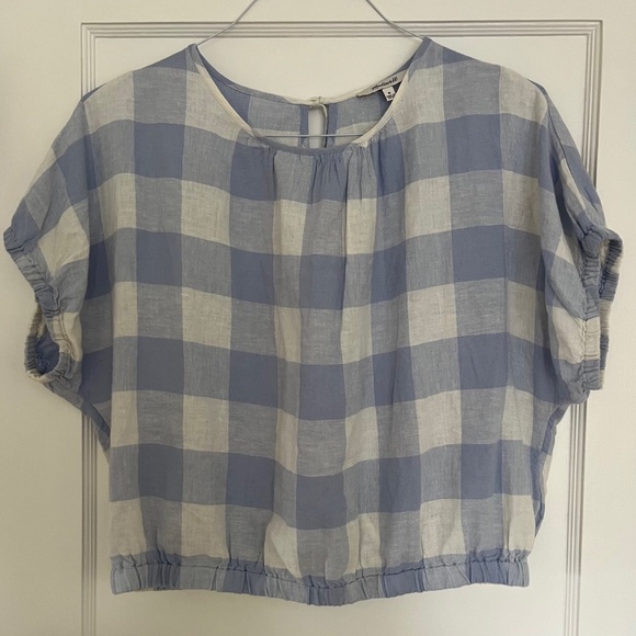 Madewell Linen Gingham Bubble Top | Size M - Picture 2 of 9
